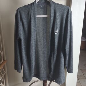 Calvin Klein Women's Dark Gray Open-Front Cardigan with CK Logo Size Medium